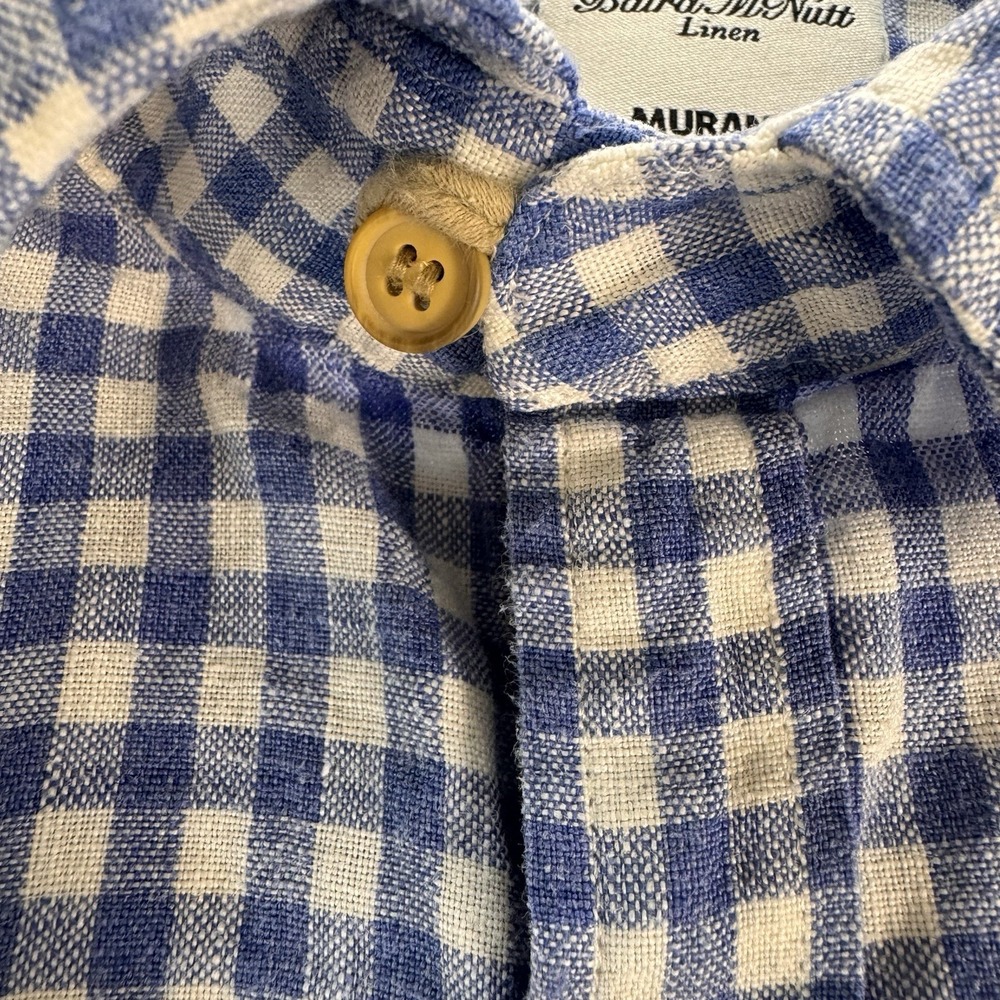 Murano Baird Mcnutt 100% Linen Shirt Men XL Blue Gingham Check Lightweight - Picture 5 of 10